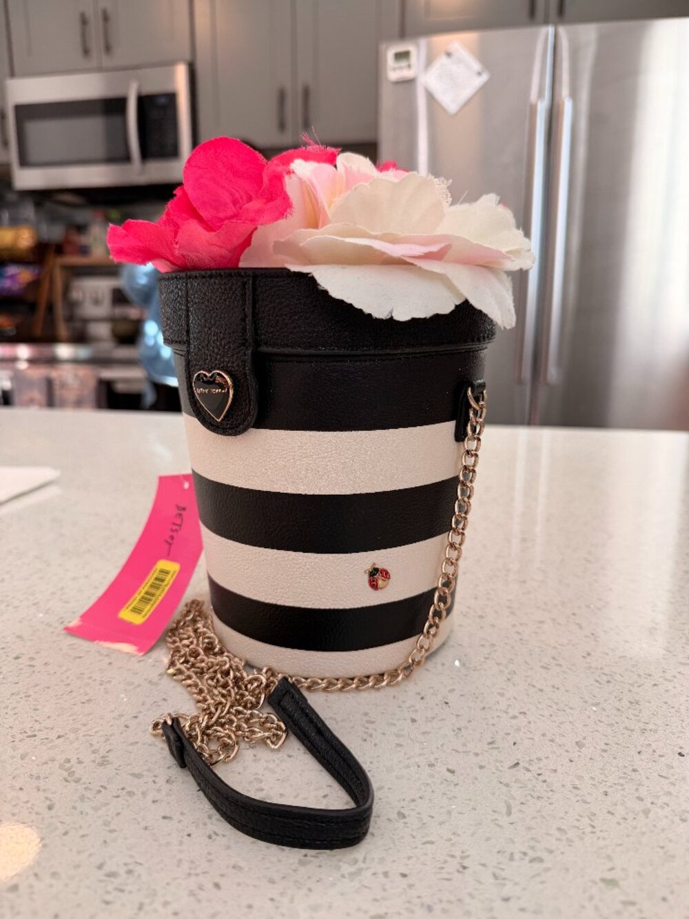 Betsey Johnson Striped flower pot crossbody